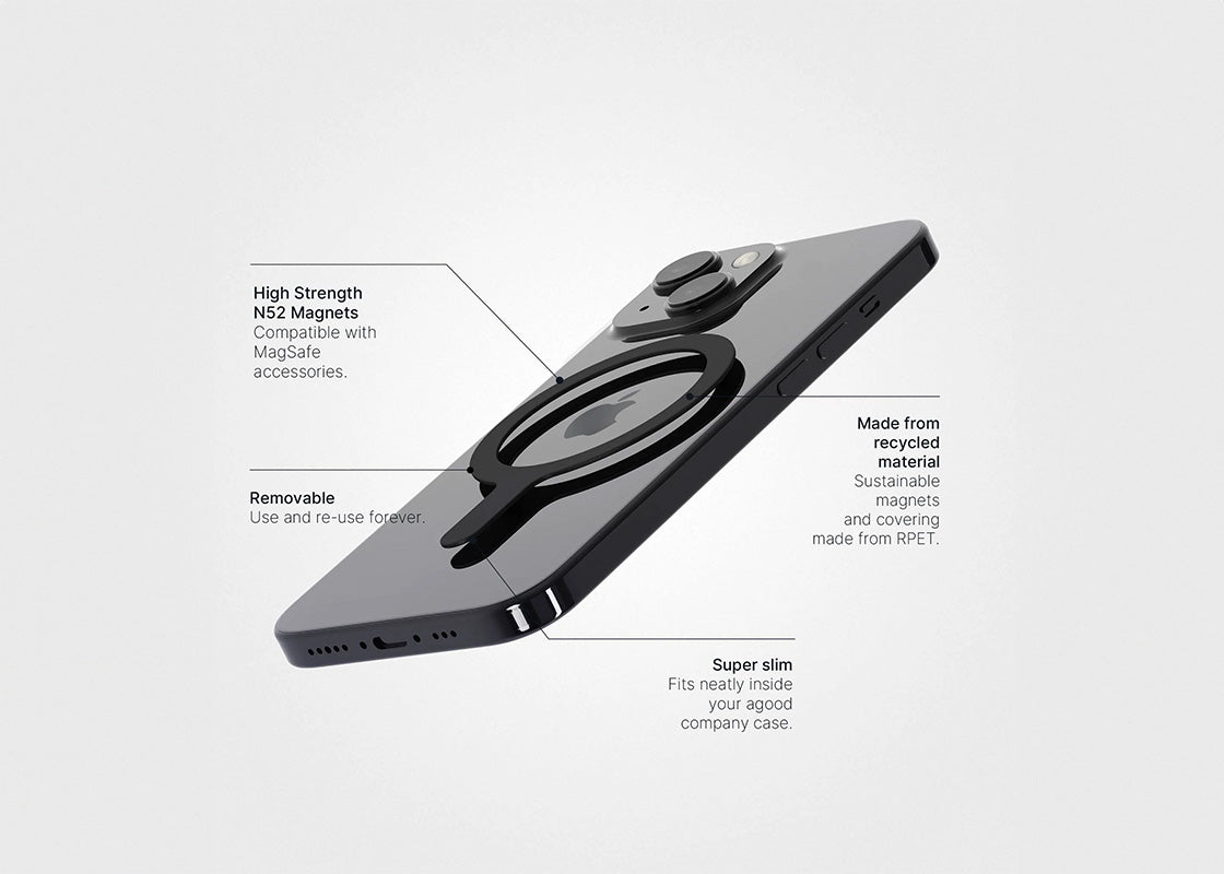 agood Removable MagSafe Ring - Svart