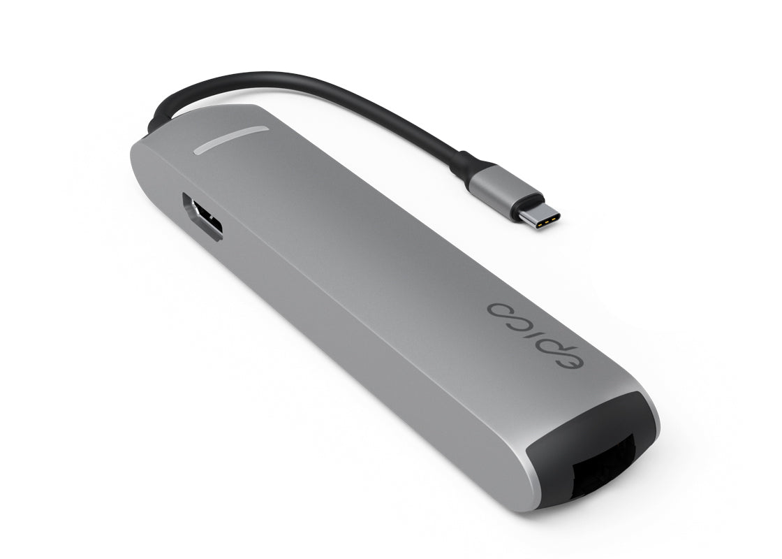 Epico USB-C Hub Slim with 8K/120Hz HDMI & Ethernet - Space Gray