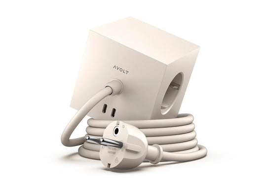 Avolt Square 1 med 30W Dual USB-C 1,8m - Beige