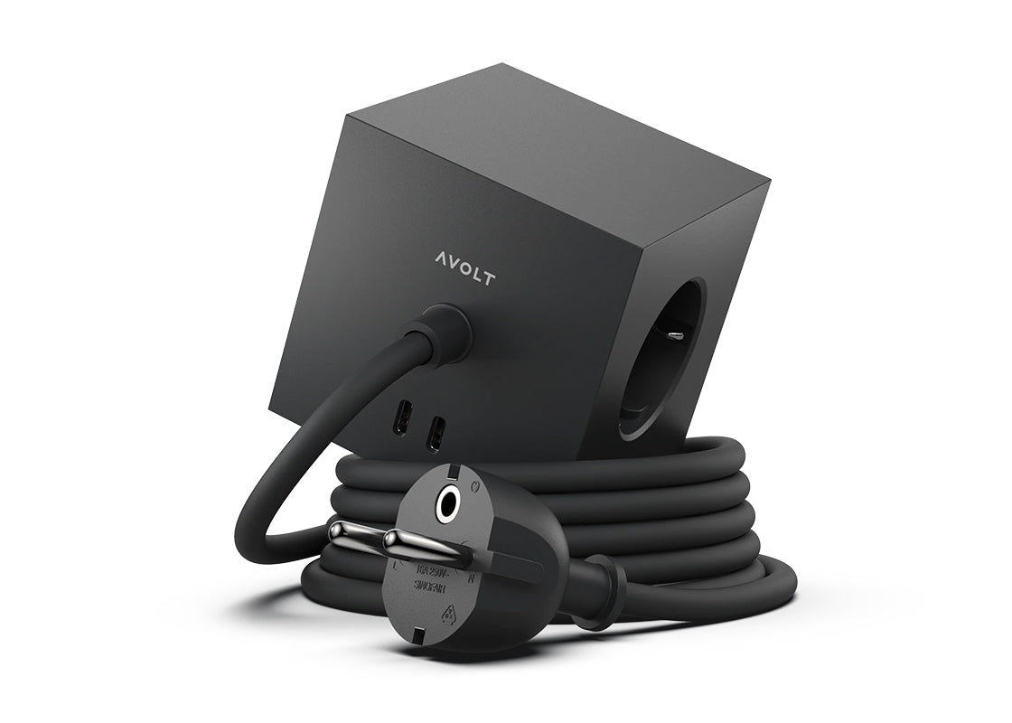 Avolt Square 1 med 30W Dual USB-C 1,8m - Stockholm Black