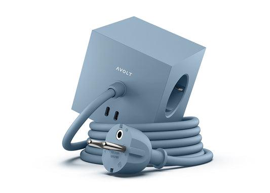 Avolt Square 1 med 30W Dual USB-C 1,8m - Shark Blue