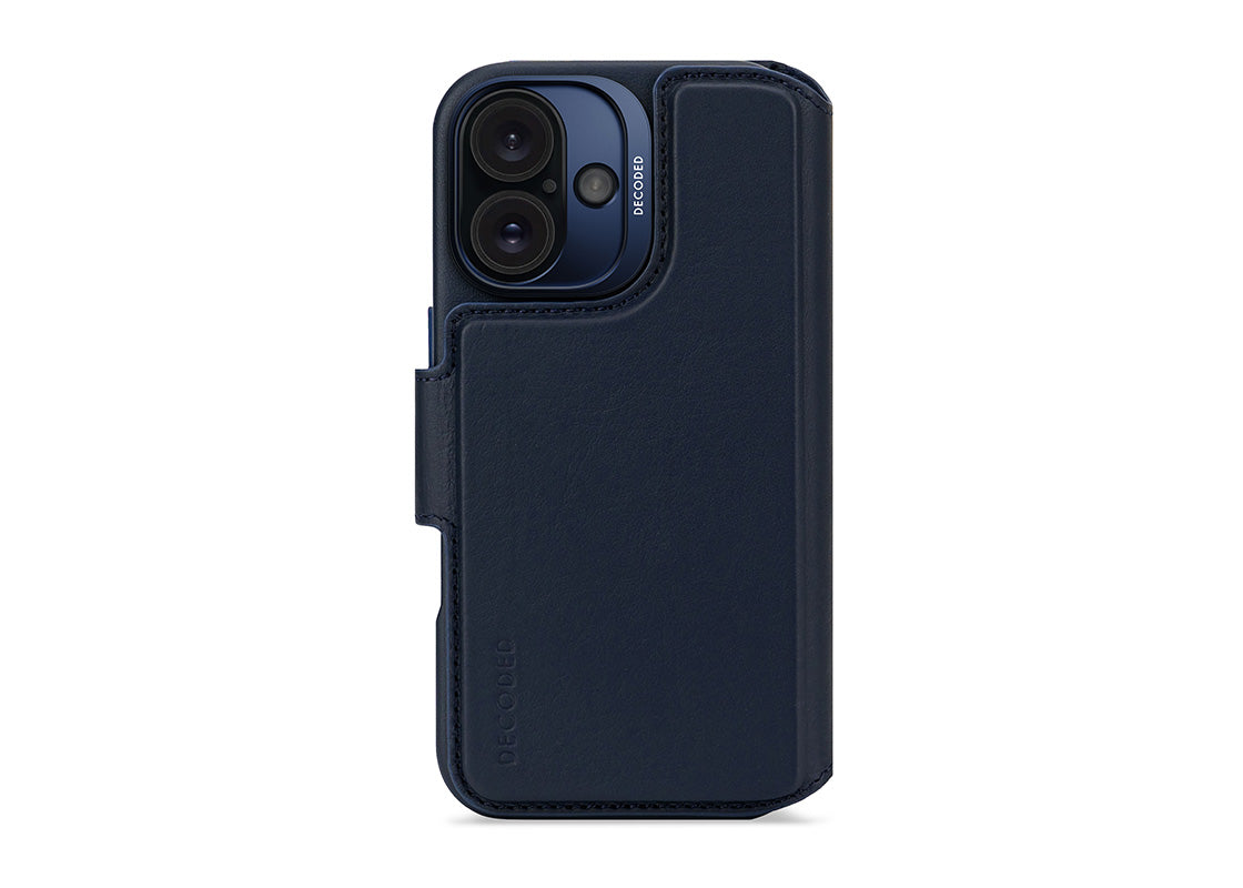 Decoded Plånboksfodral för iPhone 16 - Marinblå