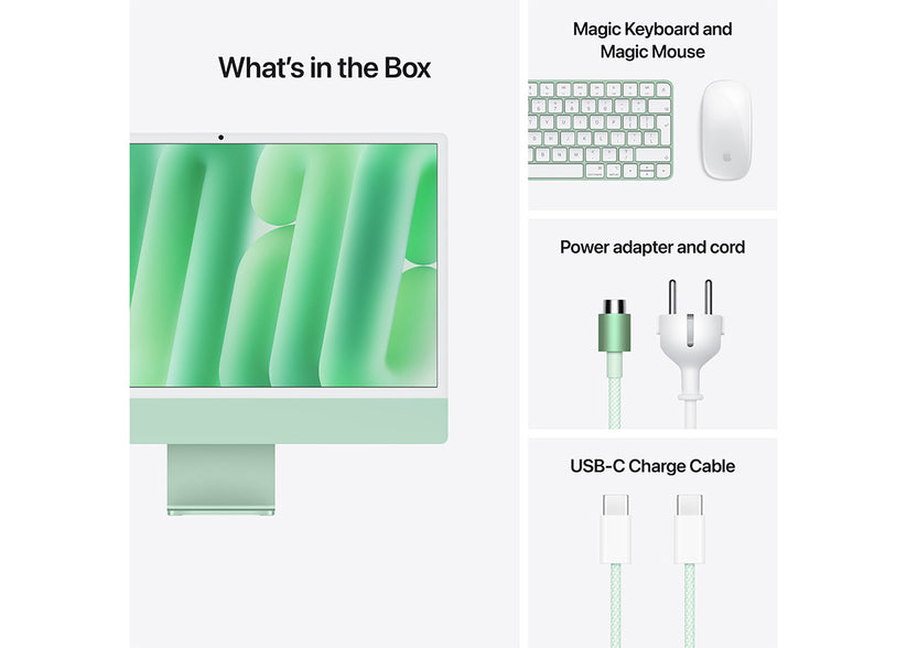 iMac 24-tum M4 8-Core CPU / 8-Core GPU/24GB/256GB/Magic Keyboard Touch ID och Numerisk/Standardglas/No Ethernet - Grön