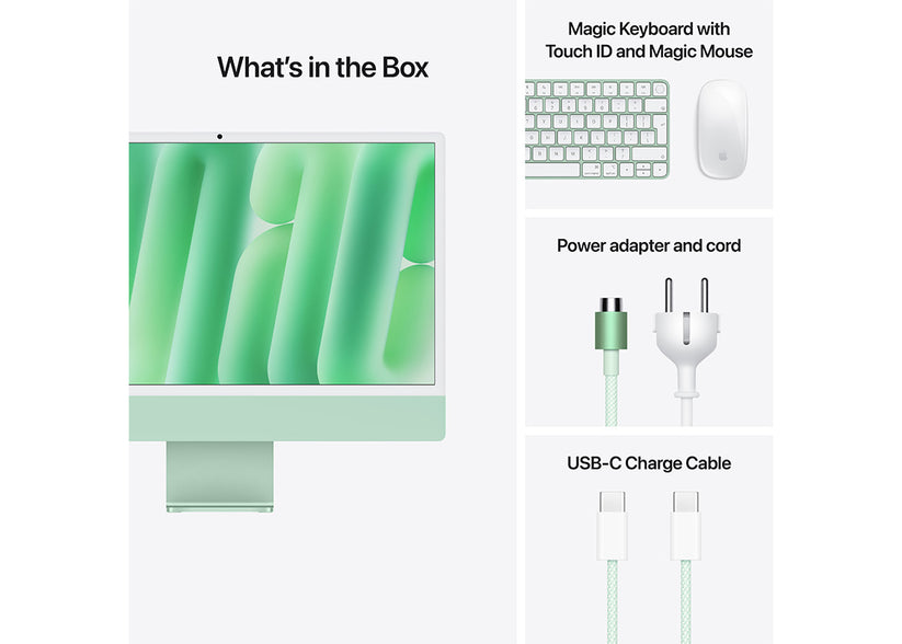 iMac 24-tum M4 10-Core CPU/10-Core GPU/32GB/2TB/Magic Keyboard Touch ID/Nanostrukturglas/Gigabit Ethernet - Grön