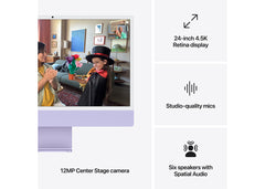 iMac 24-tum M4 10-Core /10-Core GPU/16GB/256GB/Magic Keyboard Touch ID/Standardglas/Gigabit Ethernet - Lila