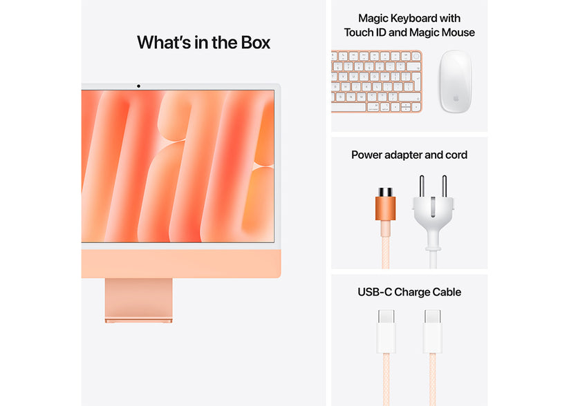 iMac 24-tum M4 8-Core / 8-Core GPU/16GB/512GB/Magic Keyboard/Standardglas/Gigabit Ethernet - Orange