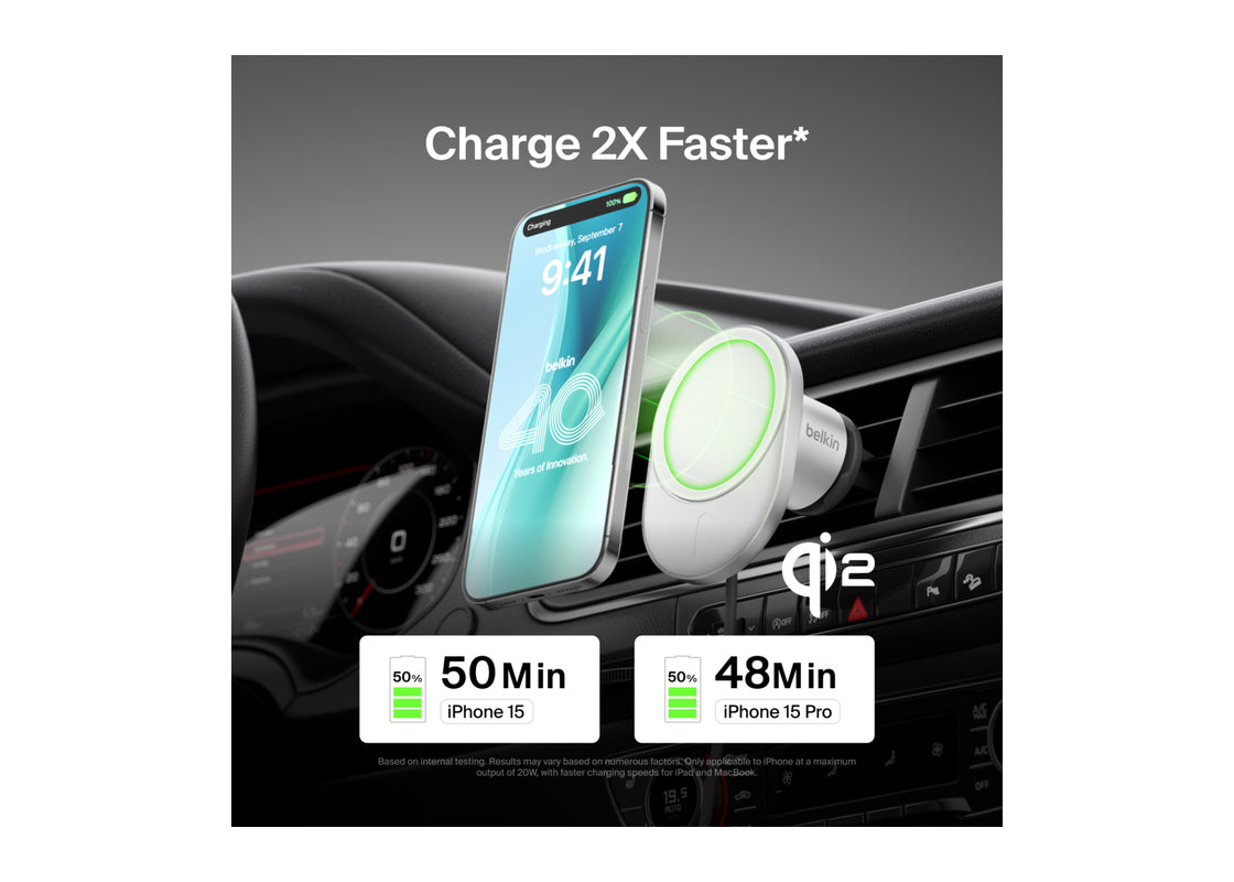 Belkin BoostCharge Pro Magnetisk Trådlös Billaddare med Qi2 15W
