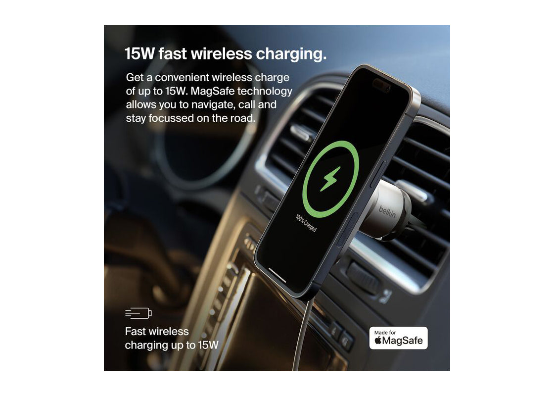 Belkin BoostCharge Pro Magnetisk Trådlös Billaddare med Qi2 15W