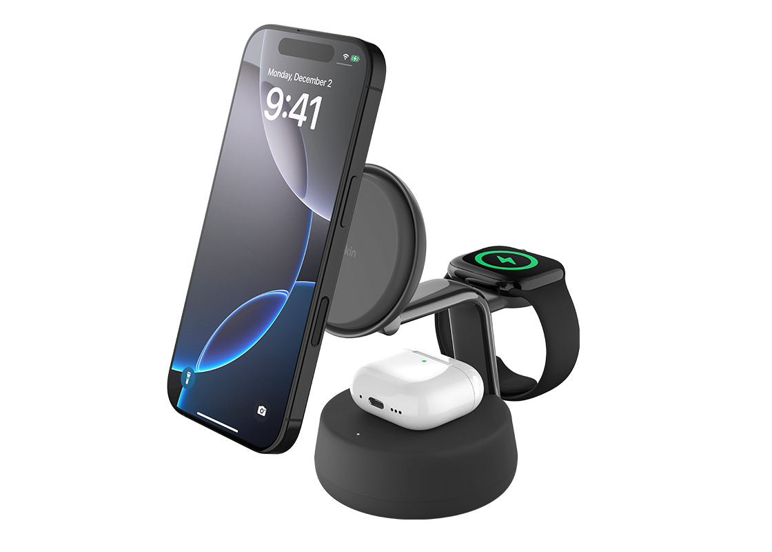 Belkin UltraCharge Pro 3-in-1 Magnetic Charging Dock Qi2.2 25W - Charcoal