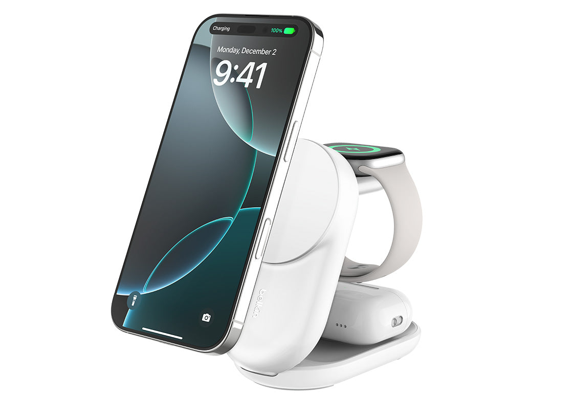 Belkin UltraCharge 3-in-1 Foldable Magnetic Charger with Qi2.2 25W - Vit