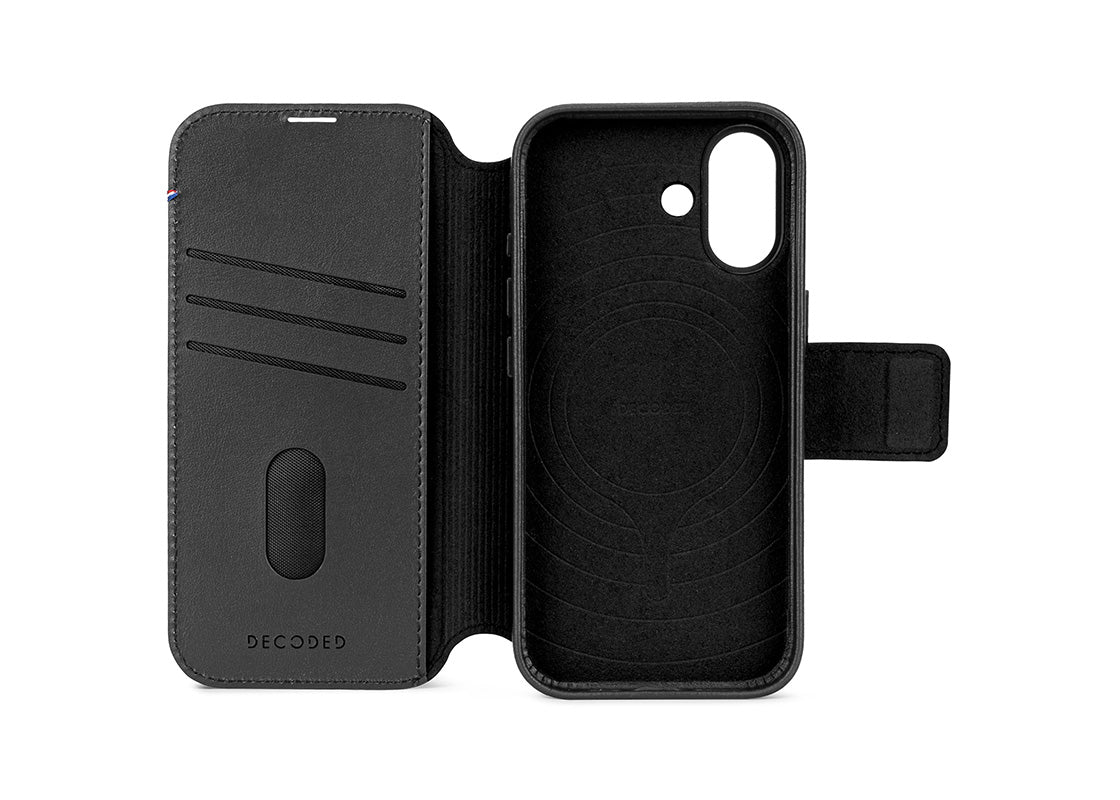 Decoded Leather Detachable Wallet for iPhone 17 - Svart
