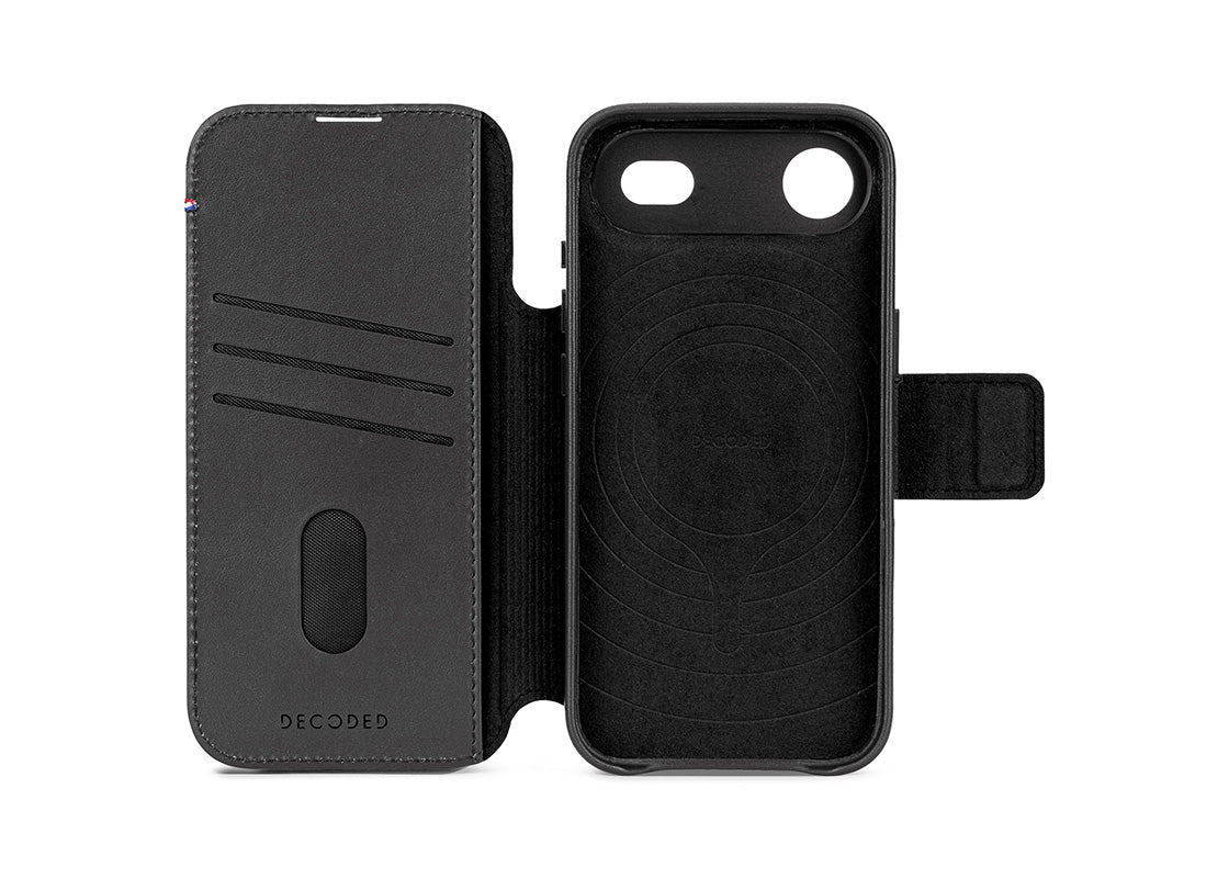 Decoded Leather Detachable Wallet for iPhone Air - Svart