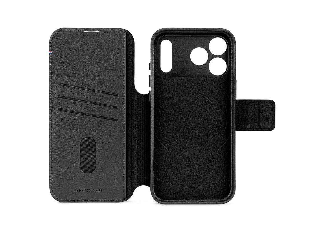 Decoded Leather Detachable Wallet for iPhone 17 Pro Max - Svart