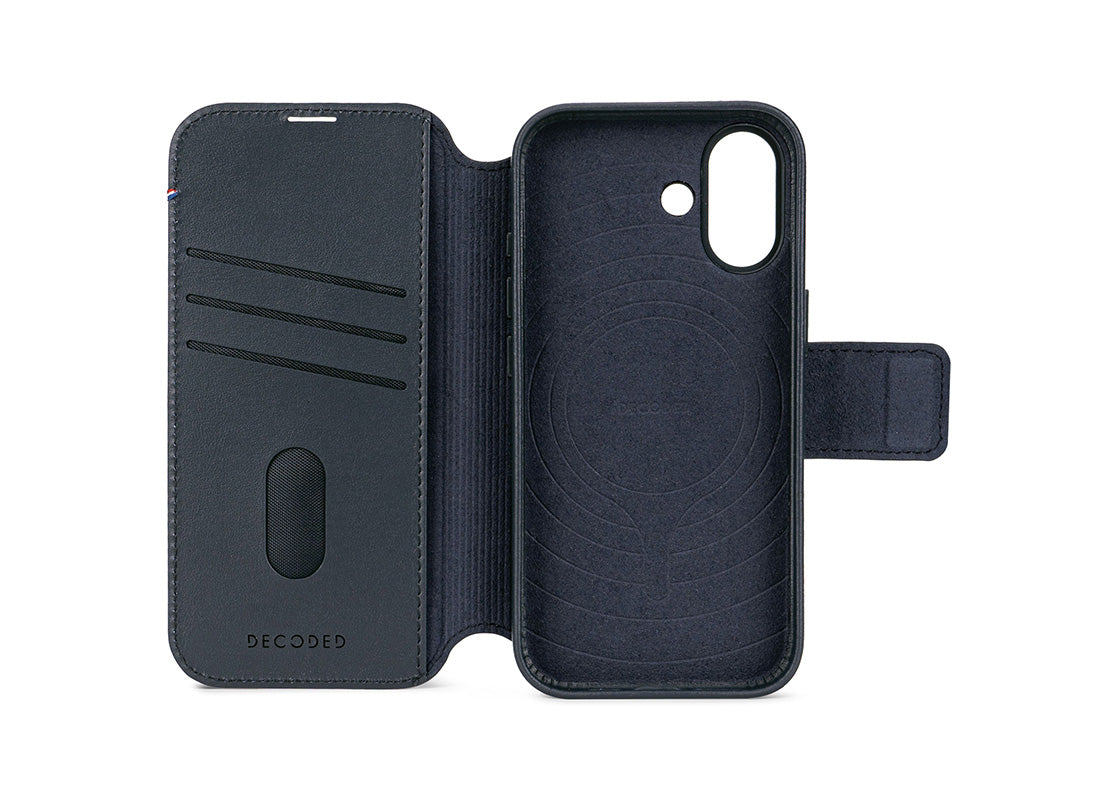 Decoded Leather Detachable Wallet for iPhone 17 - Marinblå