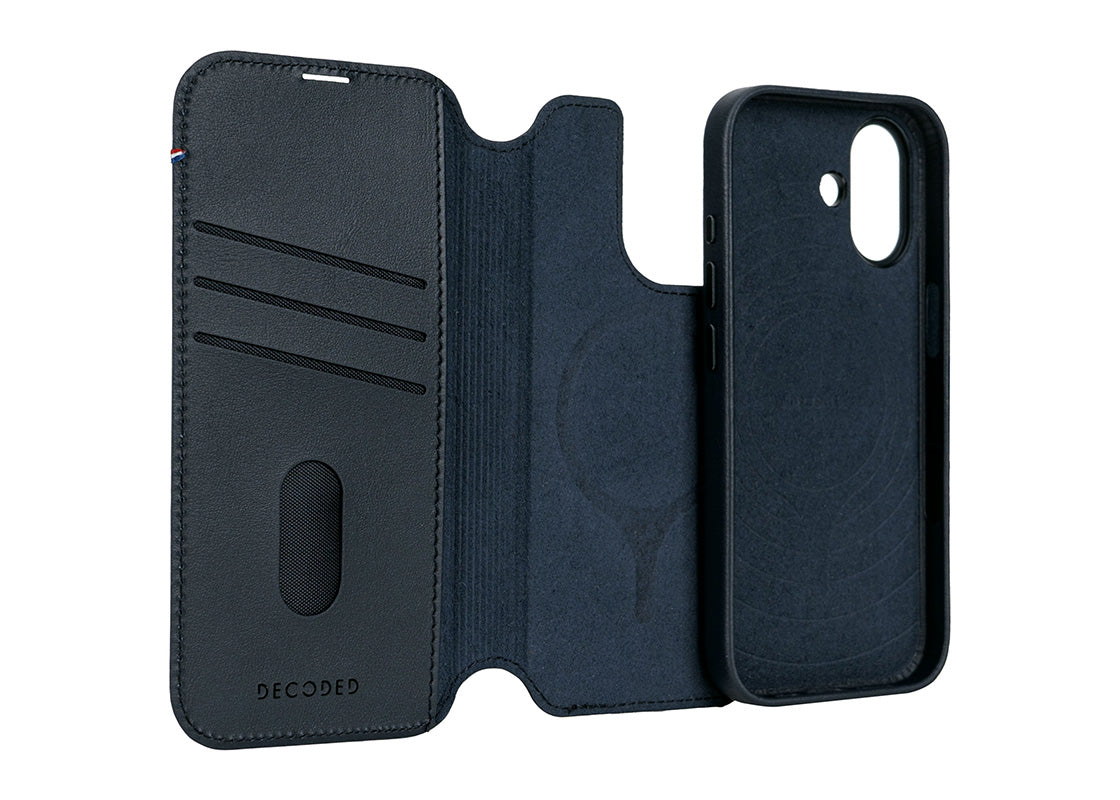 Decoded Leather Detachable Wallet for iPhone 17 - Marinblå