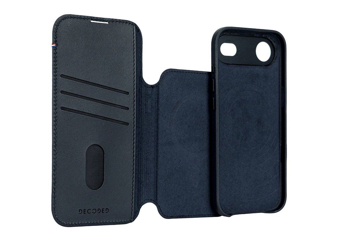 Decoded Leather Detachable Wallet for iPhone Air - Marinblå