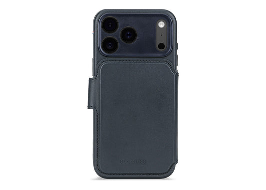 Decoded Leather Detachable Wallet for iPhone 17 Pro - Marinblå