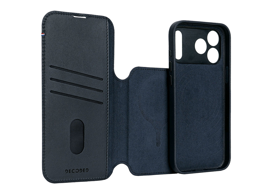 Decoded Leather Detachable Wallet for iPhone 17 Pro Max - Marinblå