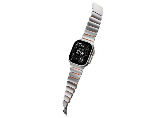 Nomad Stratos Band 49mm - Natural Titanium/Ultra Orange