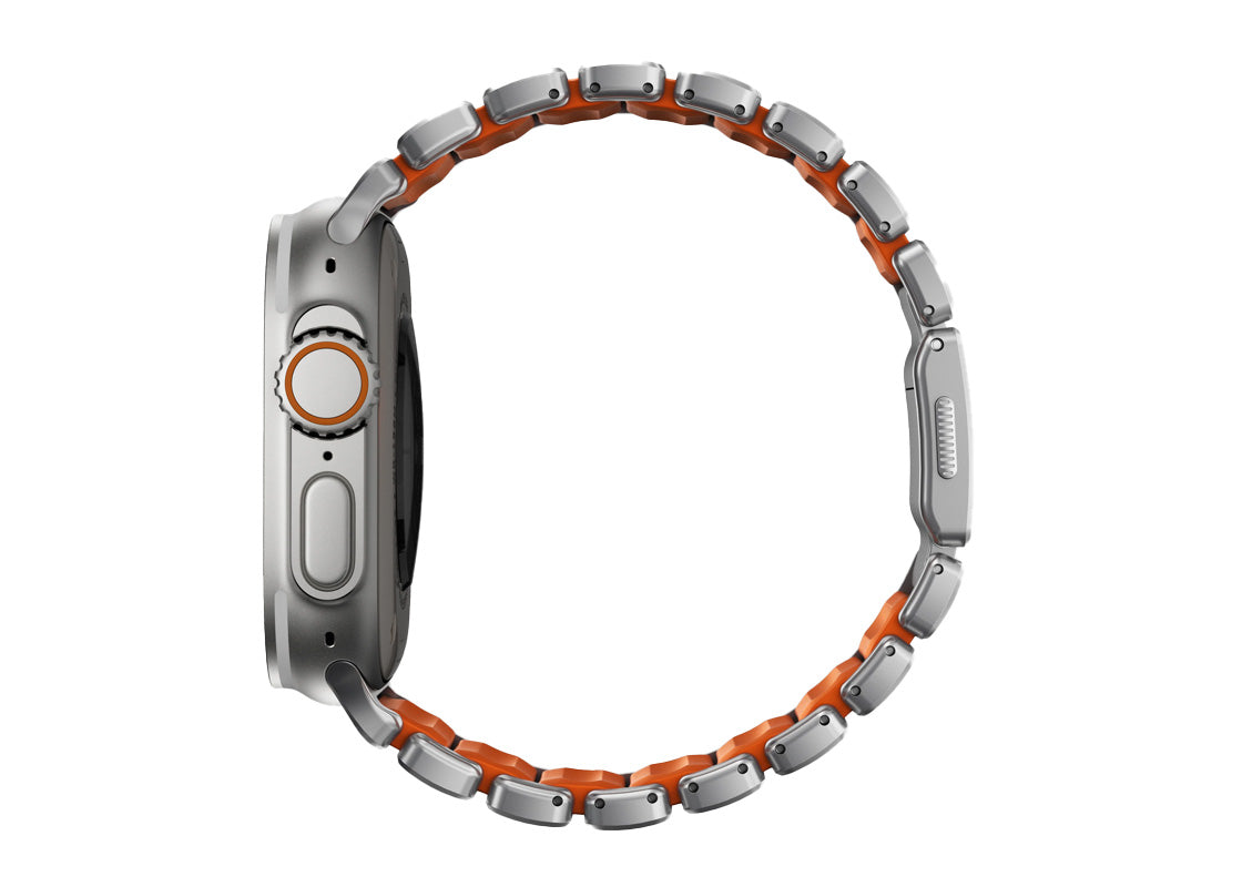 Nomad Stratos Band 49mm - Natural Titanium/Ultra Orange