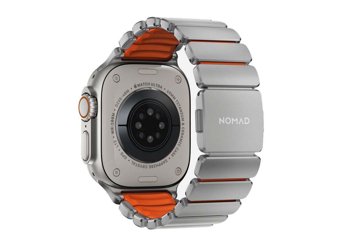 Nomad Stratos Band 49mm - Natural Titanium/Ultra Orange