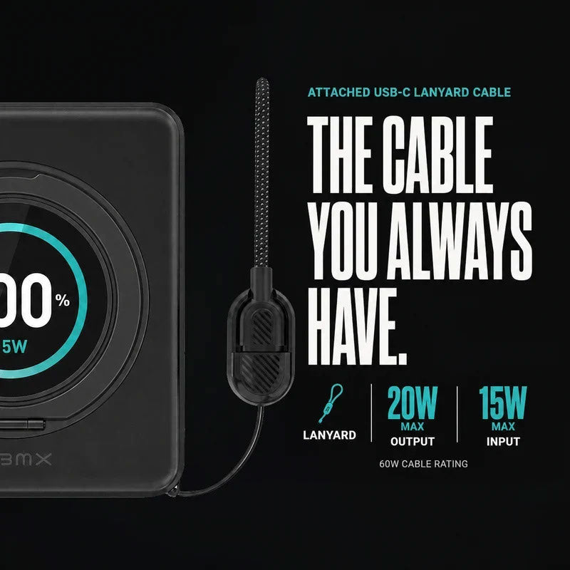 BMX SolidSafe™ DUO 5K Qi2 Power Bank - Black