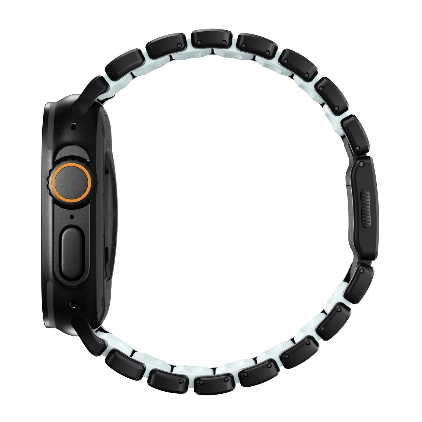 Ltd Ed Nomad Stratos Band 49mm Black Titanium/Icy Blue Glow FKM