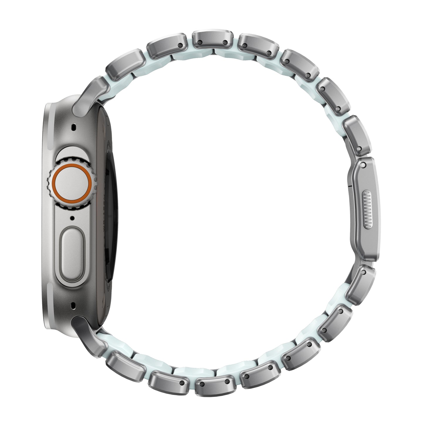 Ltd Ed Nomad Stratos Band 49mm Natural Titanium/Icy Blue Glow FKM