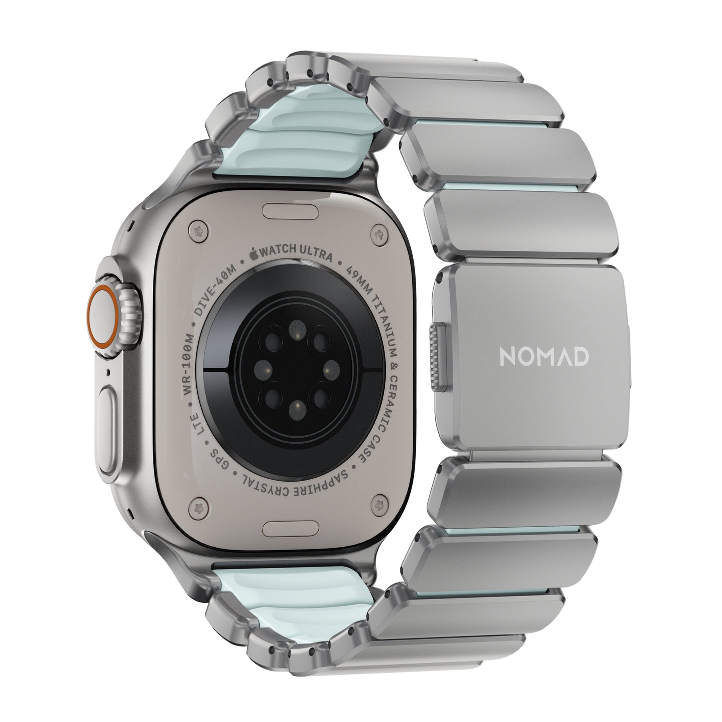 Ltd Ed Nomad Stratos Band 49mm Natural Titanium/Icy Blue Glow FKM