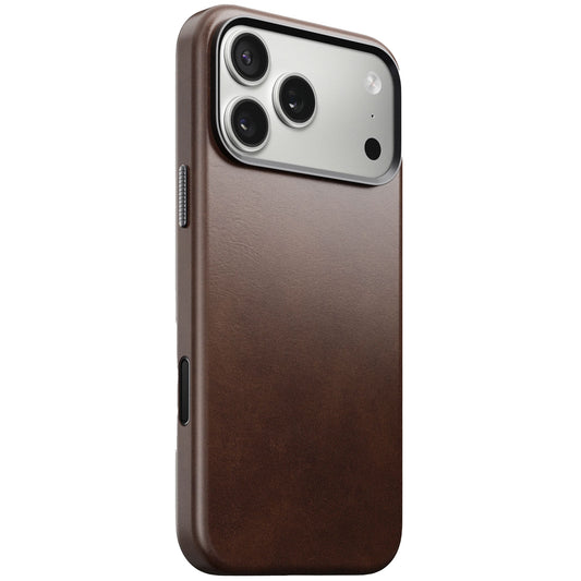 Nomad Traditional Case iPhone 17 Pro Max Rustic Brown Horween Leather