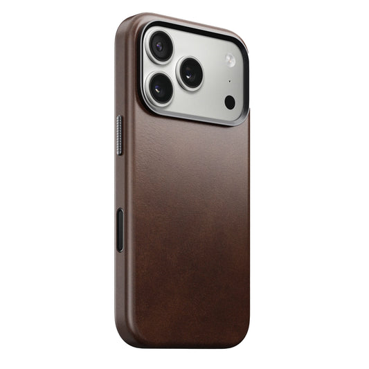 Nomad Traditional Case iPhone 17 Pro Rustic Brown Horween Leather