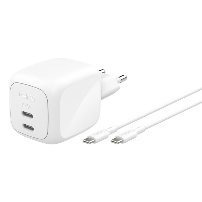 Belkin 67W Dual USB-C GaN Charger med 2m kabel